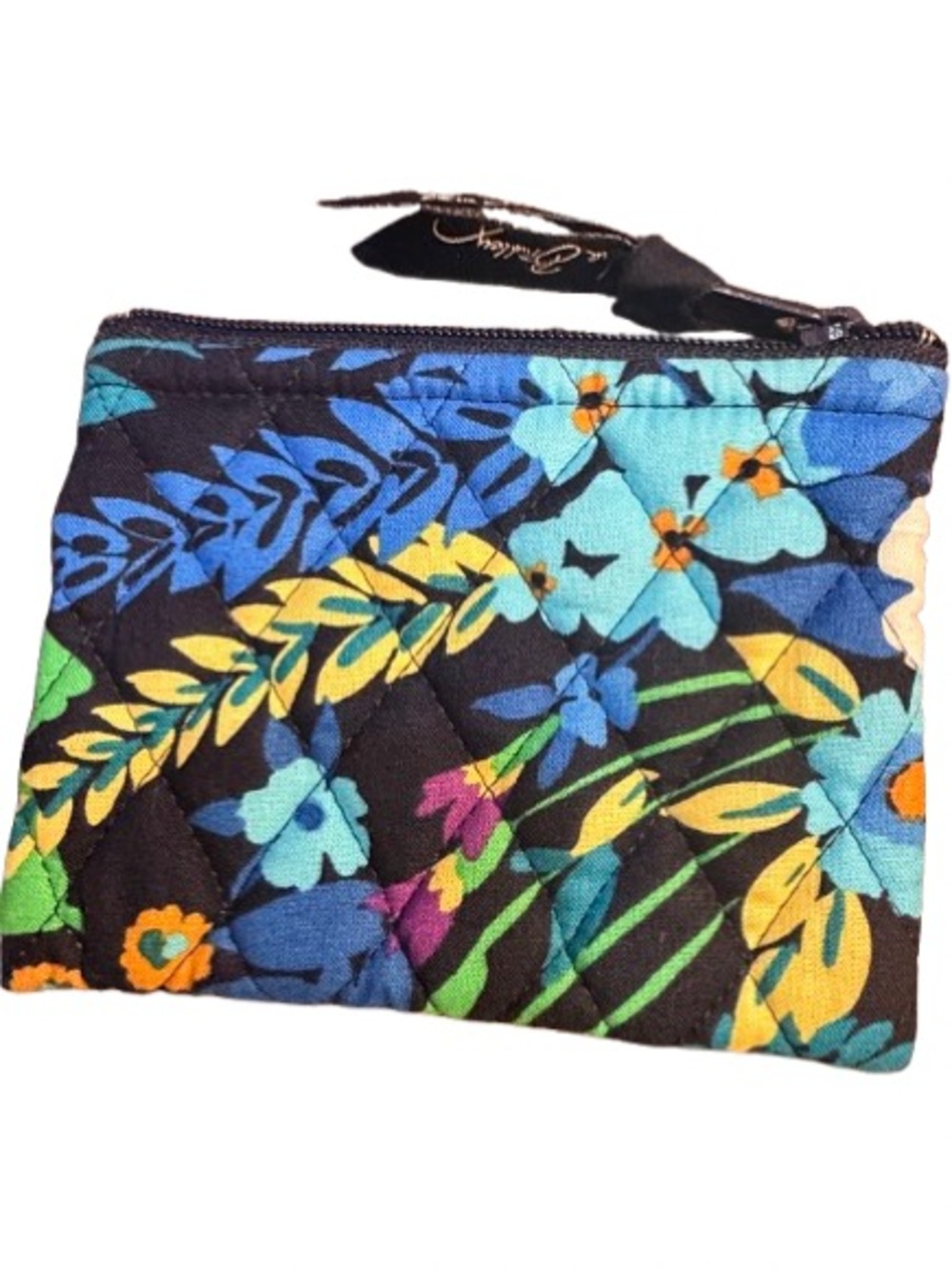 Vera Bradley “Midnight Blues”Quilted Floral Zip Top Cosmetic Pouch